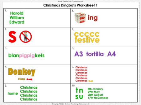 Christmas Dingbats - Worksheet