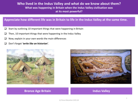 10 Important things that were happening in Britain and the Indus Valley at the same time - Worksheet - Year 4