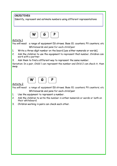 Representing and estimating numbers worksheet