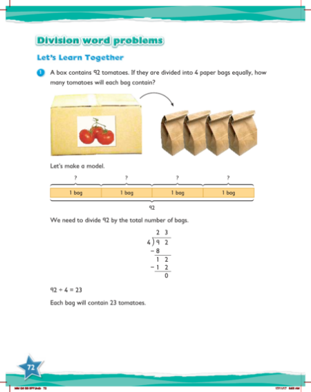 Learn together, Division word problems (1)