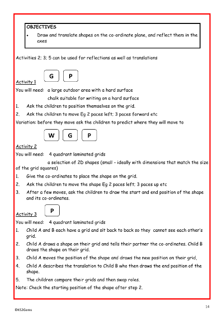 Translation and reflection worksheet