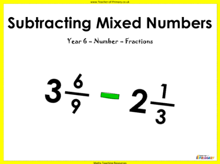 Subtracting Mixed Numbers - PowerPoint