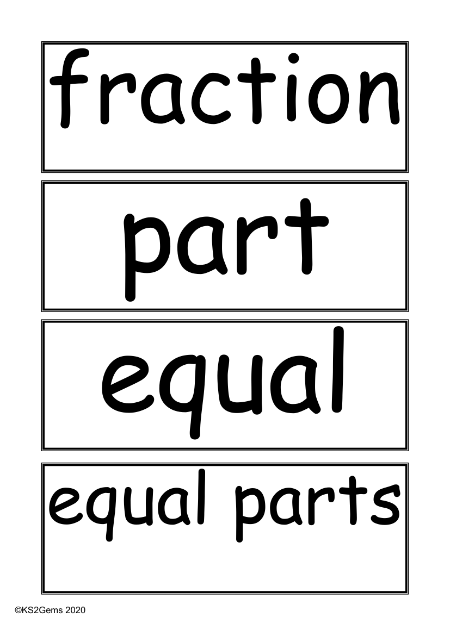 Vocabulary - Fractions, decimals and percentages