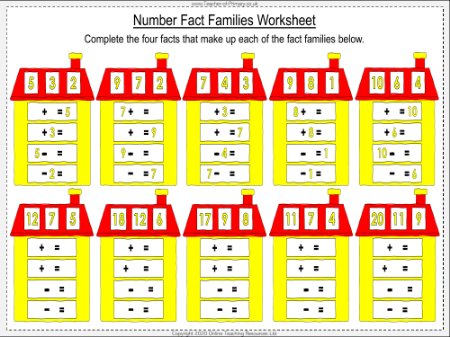Number Fact Families - Worksheet