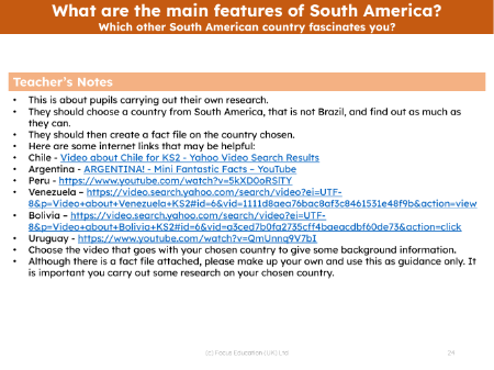 Which other South American country fascinates you? - Teacher notes