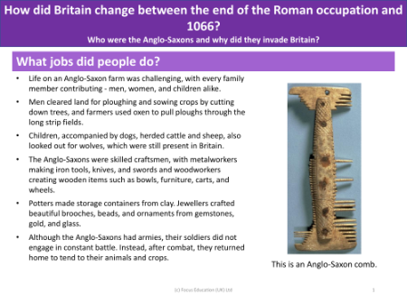 What jobs did Anglo-Saxon people do? - Info sheet