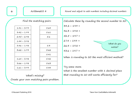 Round and adjust to add numbers including decimal numbers