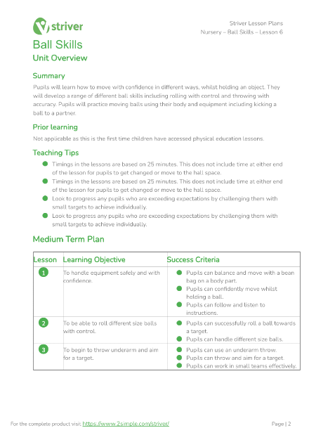 Ball Skills - Unit Overview