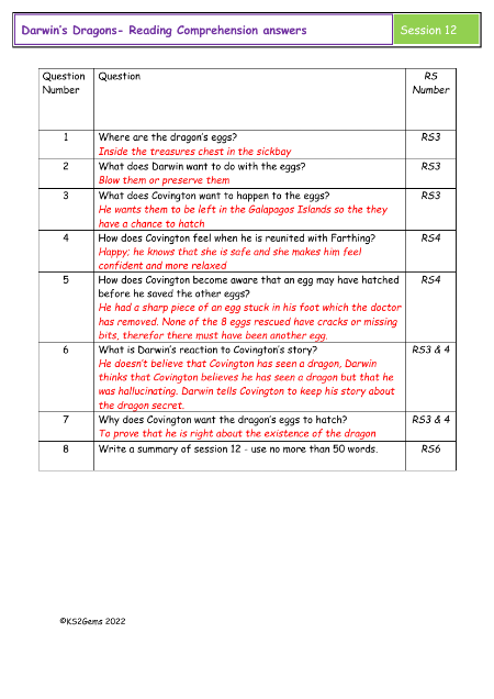 5. Reading Comprehension answers