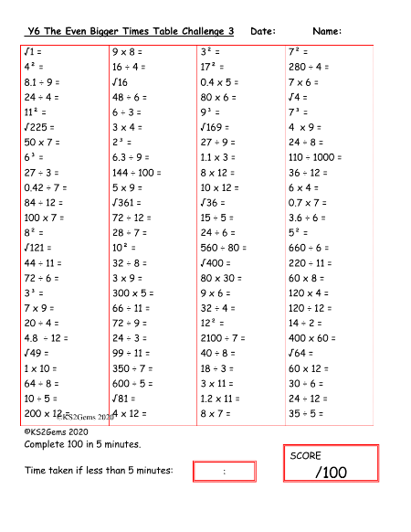 The Even Bigger Times Table Challenge 3