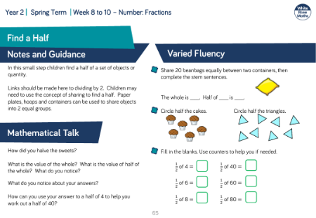 Find a half: Varied Fluency