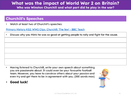 Churchill's speeches - Worksheet