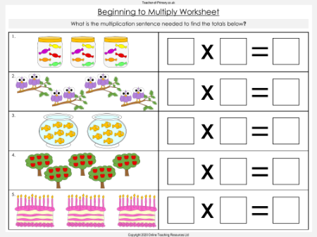 Beginning to Multiply - Worksheet
