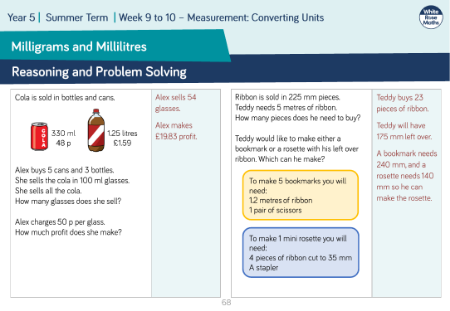 Milligrams and Millilitres: Reasoning and Problem Solving