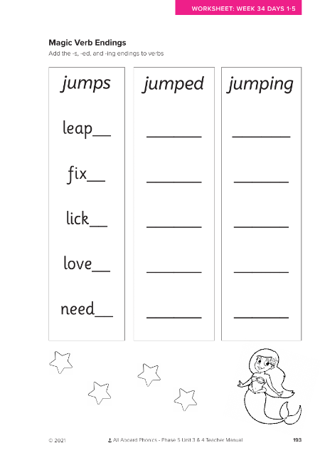 Magic Verb Endings activity - Worksheet