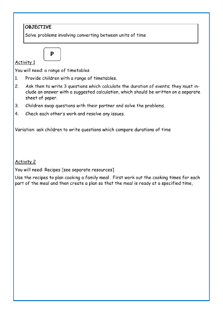 Converting between units of time worksheet