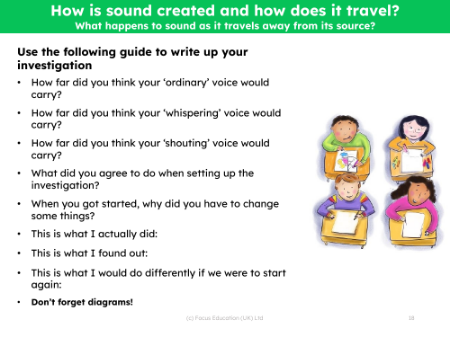 What happens to sound as it travels away from its source? - Investigation write up prompts