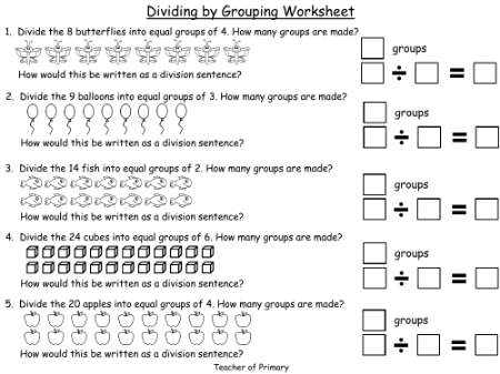 Beginning to Divide - Grouping - Worksheet