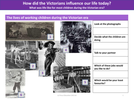 Lives of working children during the Victorian era - Worksheet