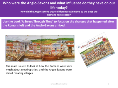 Use the book "A Street Through Time" to focus on the changes that happened after the Romans left and Anglo-Saxons arrived - Activity - Year 5