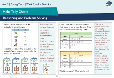 Make tally charts: Reasoning and Problem Solving