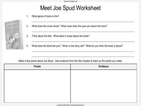 Meet Joe Spud Worksheet