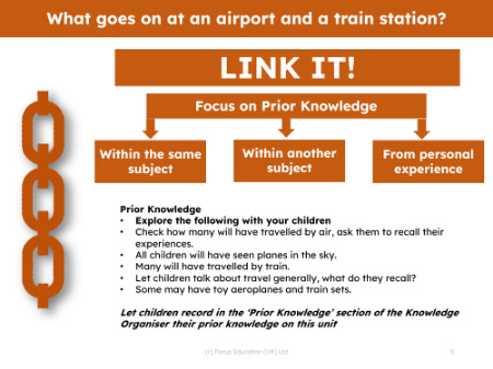 Link it! Prior knowledge - Airports and Train Stations - 1st Grade