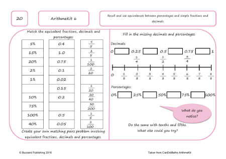 Recall and use equivalences between percentages and simple fractions and decimals
