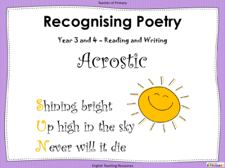 Acrostic Poetry - PowerPoint