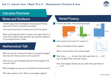 Calculate perimeter: Varied Fluency