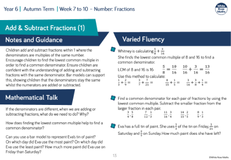 Add and subtract fractions (1): Varied Fluency