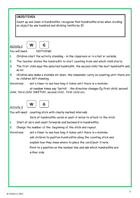 Hundredths worksheet