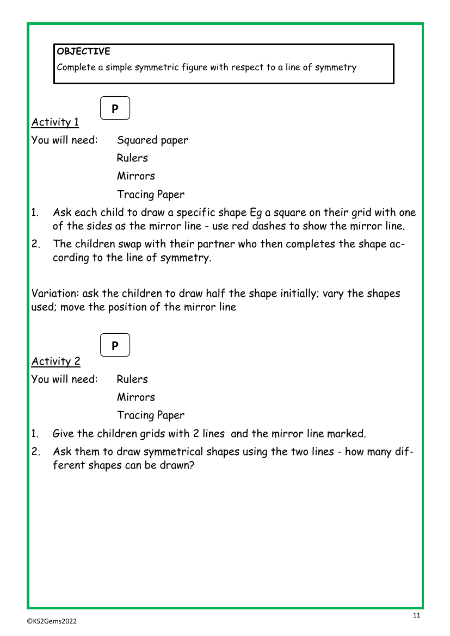 Completing figures using symmetry worksheet