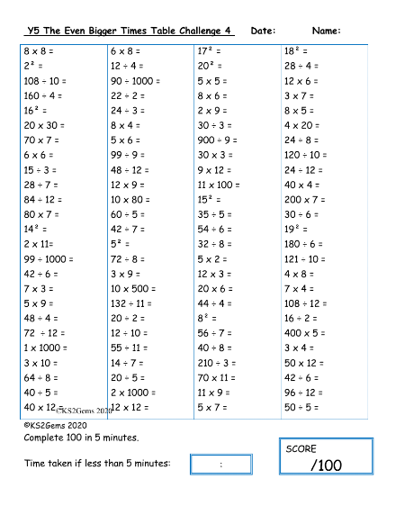 The Even Bigger Times Table Challenge 4