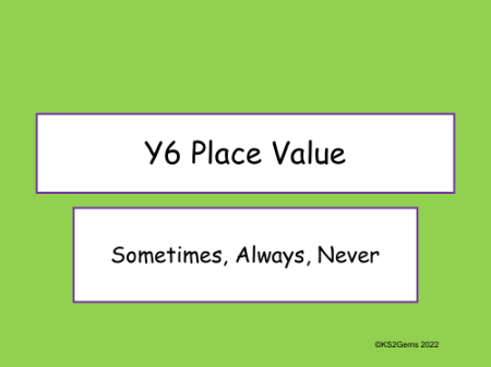 Place Value Sometimes Always Never
