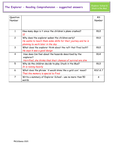 5. Reading Comprehension suggested answers