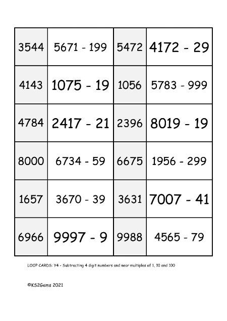 Subtracting near multiples of 1, 10 and 100