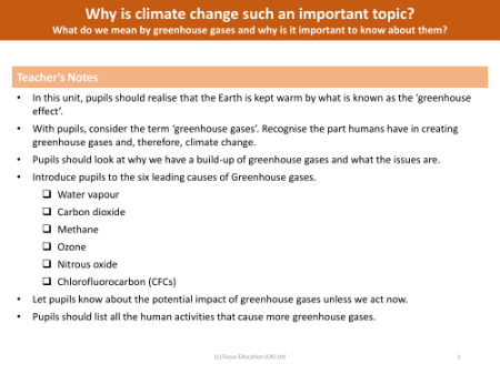 What do we mean by greenhouse gases and why is it important to know about them? - teacher's notes