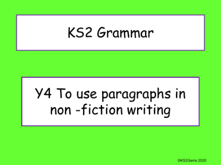 Paragraphs in Non -Fiction Writing Presentation