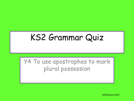 Apostrophes for Plural Possession Quiz