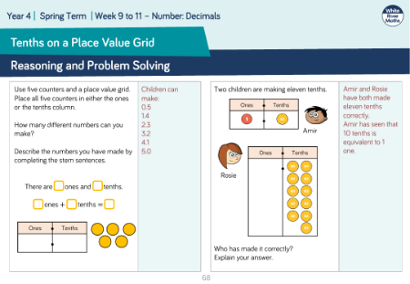 Tenths on a Place Value Grid: Reasoning and Problem Solving