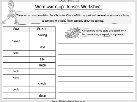 Wonder Lesson 11: The Deal and Home - Word warm-up: Tenses