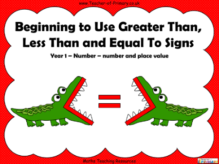 Beginning to Use Greater Than, Less Than and Equal To Signs - PowerPoint