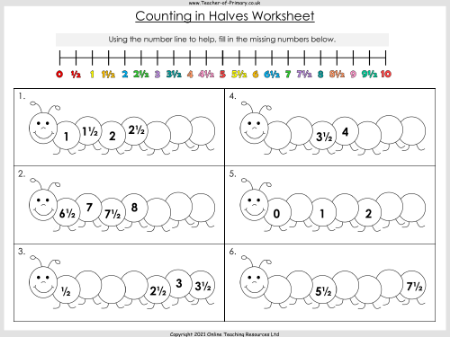 Counting in Fractions - Worksheet