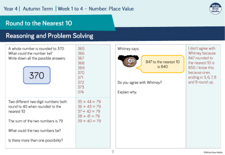 Round to the nearest 10: Reasoning and Problem Solving