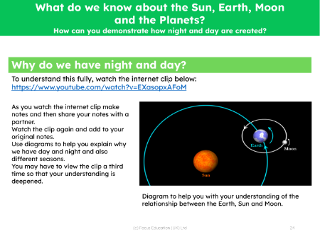 How can you demonstrate how night and day are created? - Teacher notes