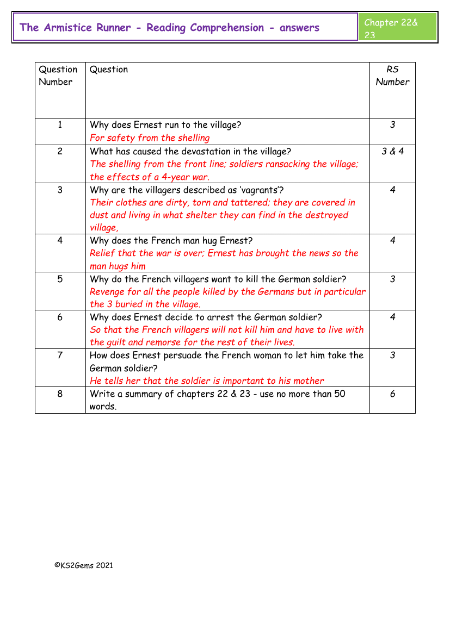 4. Reading Comprehension Answers