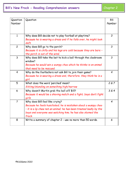 5. Reading Comprehension Answers