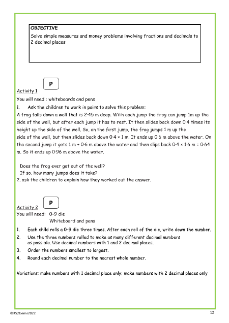 Solving measures and money problems worksheet