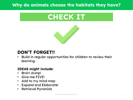 Check it! - Habitats - 1st Grade